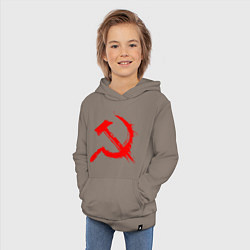 Толстовка детская хлопковая Sickle and hammer red paint, цвет: утренний латте — фото 2