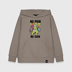 Толстовка детская хлопковая T Rex GYM - no pain no gain, цвет: утренний латте