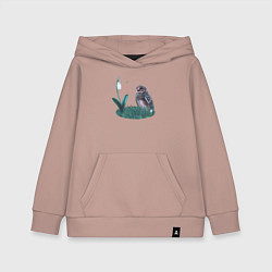 Толстовка детская хлопковая Сова и подснежник, цвет: пыльно-розовый