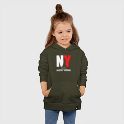 Толстовка детская хлопковая The city of New York, цвет: хаки — фото 2