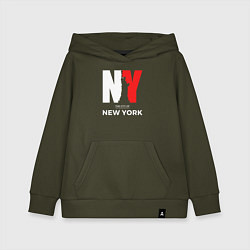 Толстовка детская хлопковая The city of New York, цвет: хаки