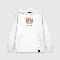 Толстовка детская хлопковая Кошка принцесса в розовых очках super cool, цвет: белый