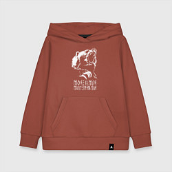 Толстовка детская хлопковая Моя земля мои правила: медведь, цвет: кирпичный