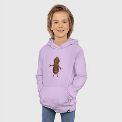 Толстовка детская хлопковая Сartoon worm character brown, цвет: лаванда — фото 2