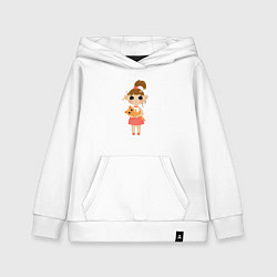 Толстовка детская хлопковая Девочка с котиком, цвет: белый