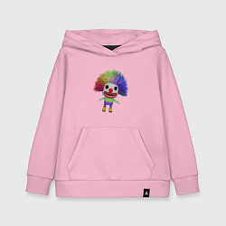 Толстовка детская хлопковая Cartoon clown colorful hair, цвет: светло-розовый