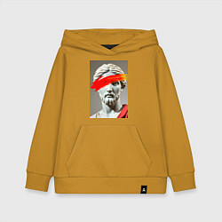 Толстовка детская хлопковая Античная статуя с красным штрихом, цвет: горчичный