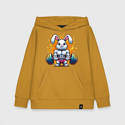 Толстовка детская хлопковая Gym bunny barbell, цвет: горчичный