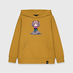 Толстовка детская хлопковая Аниме тиби и книга, цвет: горчичный