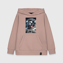 Толстовка детская хлопковая Космонавт далматинец в скафандре - нейроарт, цвет: пыльно-розовый