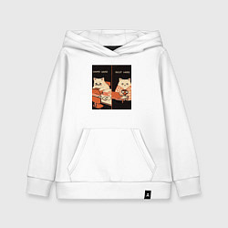 Толстовка детская хлопковая Work hard rest hard cat, цвет: белый