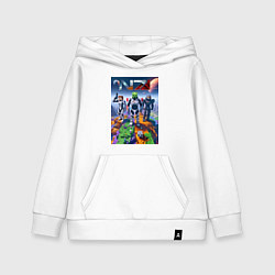 Толстовка детская хлопковая Mass effect and Minecraft - ai art collaboration, цвет: белый