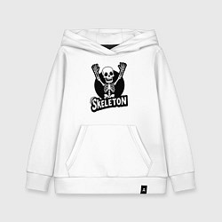 Толстовка детская хлопковая Skeleton с поднятыми руками, цвет: белый