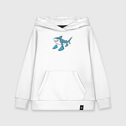 Толстовка детская хлопковая Тралалеро тралала, акула в кроссовках, мем, цвет: белый