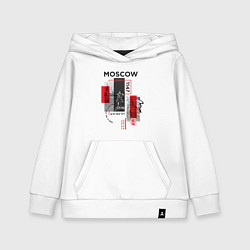 Толстовка детская хлопковая Москва коллаж, цвет: белый