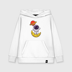 Толстовка детская хлопковая Сатурн и Луна, цвет: белый