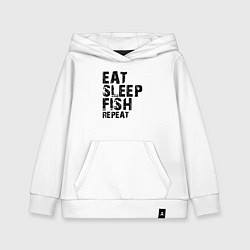 Толстовка детская хлопковая Eat sleep fish, цвет: белый