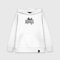 Толстовка детская хлопковая Bones лого из дыма, цвет: белый
