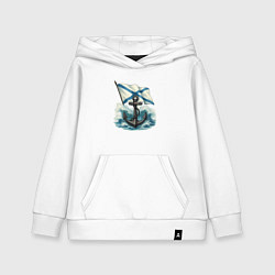 Толстовка детская хлопковая ВМФ якорь и волны, цвет: белый