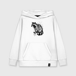 Толстовка детская хлопковая Енот в стиле граффити, цвет: белый