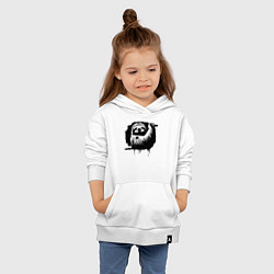 Толстовка детская хлопковая Ленивец в черном штрихе, цвет: белый — фото 2