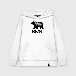 Толстовка детская хлопковая Черный медведь с полосами, цвет: белый