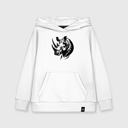 Толстовка детская хлопковая Черный носорог, цвет: белый