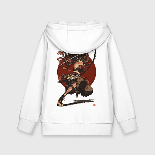 Детская толстовка-худи Ярость девушки самурая / Белый – фото 2