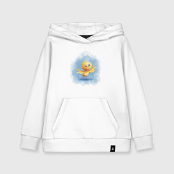 Толстовка детская хлопковая Цыпленок учится летать, цвет: белый