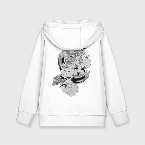 Детская толстовка-худи Кото-салат - мем с котами / Белый – фото 2