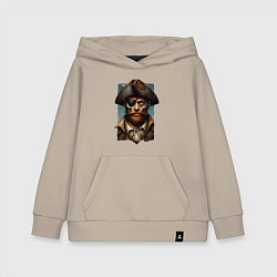 Толстовка детская хлопковая Одноглазый пират Йо-хо-хо и бутылка рома, цвет: миндальный