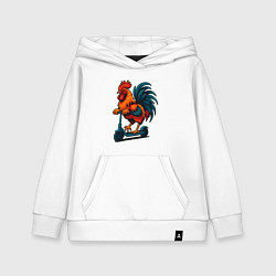 Толстовка детская хлопковая Петушок на электросамокате, цвет: белый