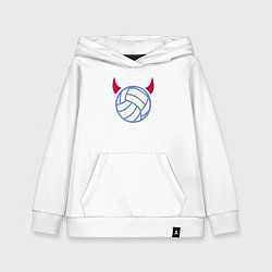 Толстовка детская хлопковая Volleyball devil, цвет: белый