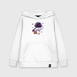 Толстовка детская хлопковая Космонавт с конфетками, цвет: белый