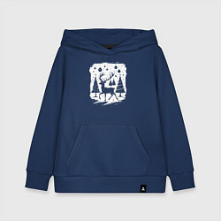 Толстовка детская хлопковая Олень в новогоднем лесу, цвет: тёмно-синий