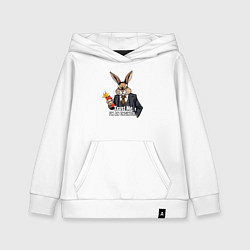 Толстовка детская хлопковая Кролик с динамитом - trust me im an engineer, цвет: белый