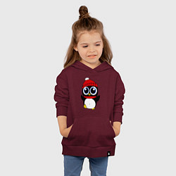 Толстовка детская хлопковая Удивленный пингвинчик, цвет: меланж-бордовый — фото 2