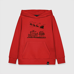 Толстовка детская хлопковая Санта над городом, цвет: красный