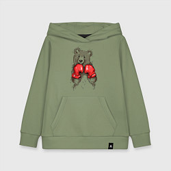 Толстовка детская хлопковая Bear Boxing, цвет: авокадо