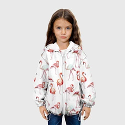 Куртка с капюшоном детская Действия фламинго, цвет: 3D-белый — фото 2