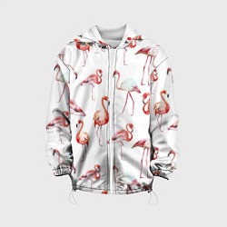 Куртка с капюшоном детская Действия фламинго, цвет: 3D-белый
