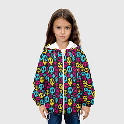 Куртка с капюшоном детская Цветные черепушки, цвет: 3D-белый — фото 2