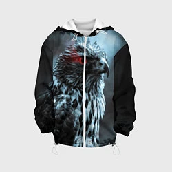 Куртка с капюшоном детская Ночной орёл, цвет: 3D-белый