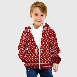 Куртка с капюшоном детская Зимний орнамент, цвет: 3D-белый — фото 2