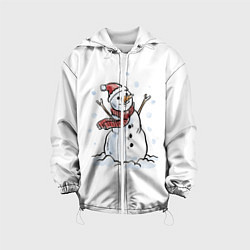 Куртка с капюшоном детская Снеговик, цвет: 3D-белый