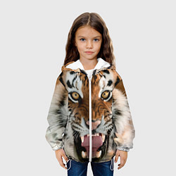 Куртка с капюшоном детская Свирепый тигр, цвет: 3D-белый — фото 2