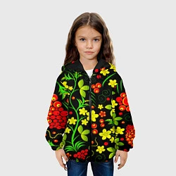 Куртка с капюшоном детская Natural flowers, цвет: 3D-черный — фото 2