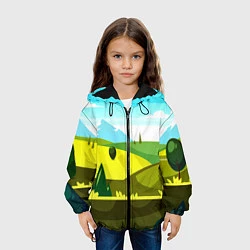 Куртка с капюшоном детская Летние поля, цвет: 3D-черный — фото 2