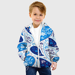 Куртка с капюшоном детская Гжель огурцы, цвет: 3D-белый — фото 2