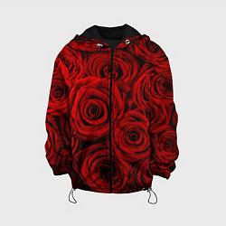 Куртка с капюшоном детская Красные розы, цвет: 3D-черный